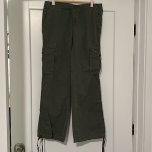 NWT lucky Brand Vintage Cargo Pants Green Women’s Pockets Ties